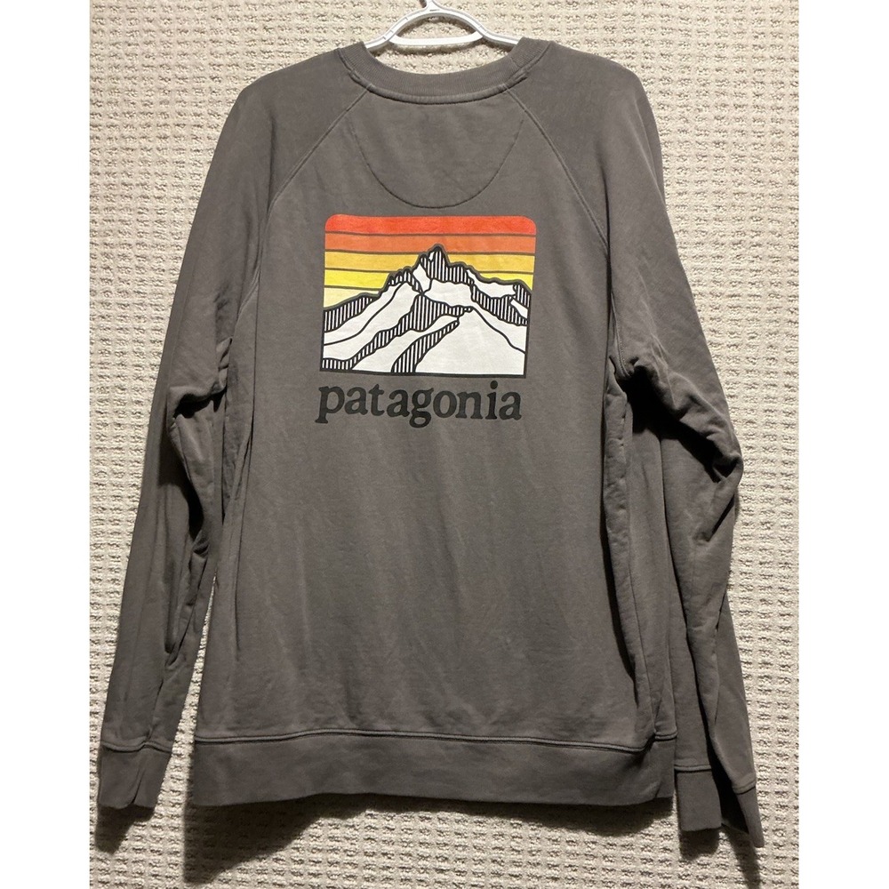 Patagonia Men's Organic Cotton Logo Ridge Crew Neck Sweatshirt Gray L NWOT